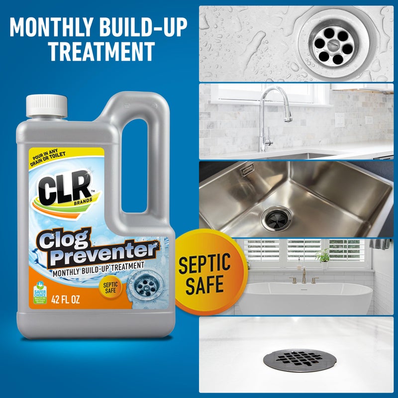 CLR Brands Clog Preventer Monthly Build Up Remover, 42 oz. Bottle, Drain Cleaner, Degrades Oils, Grease, Proteins and Fatty Acids, Safe for All Pipes and Septic Systems - Image 2